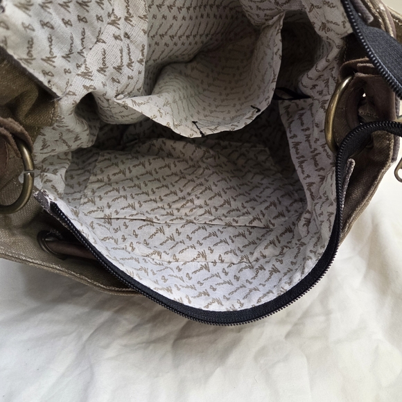 Mona B Canvas & Leather Shoulder Bag | Drawstring | NWOT - Picture 5 of 7